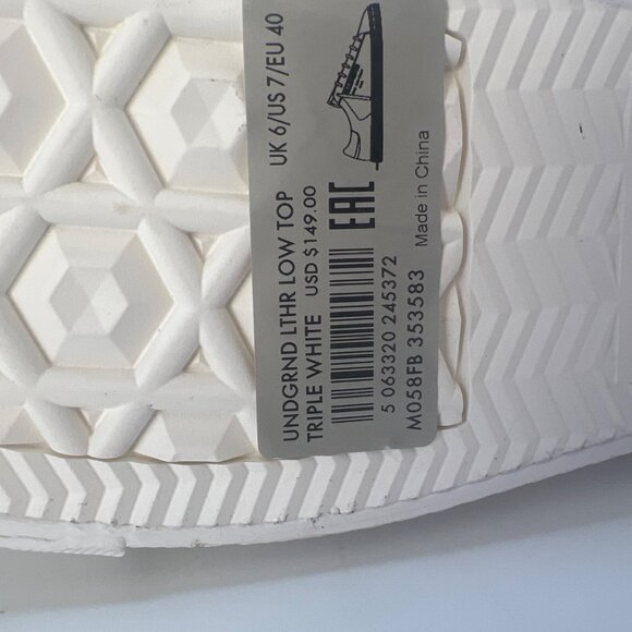 All Saints Underground Low Tops Triple white Leather Men Size EU40 US7 - Picture 7 of 11